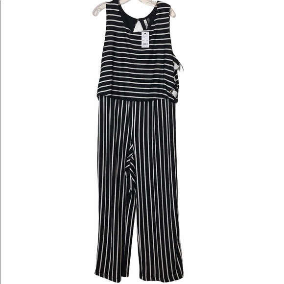 NY Collection Jumpsuit Petite Plus 2XP Striped Lace-Up Casual - Picture 13 of 14